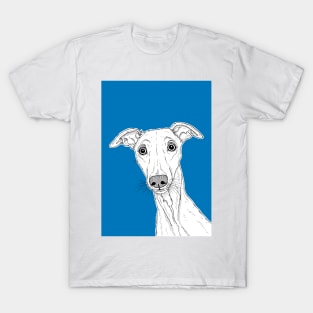 Whippet Dog Portrait ( blue background ) T-Shirt